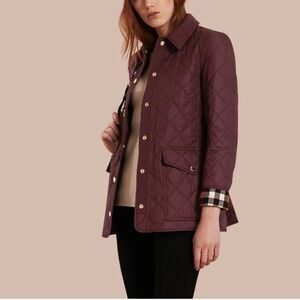Burberry Burgundy Westbridge Quilted Jacket size Small